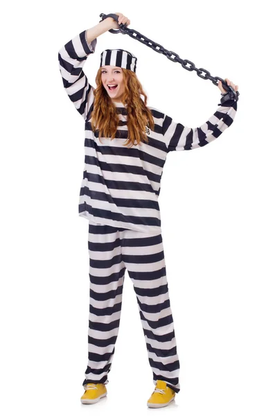 Prisoner in striped uniform — Stock Photo, Image