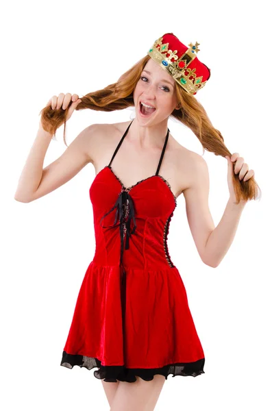Redhead girl with crown — Stock Photo, Image