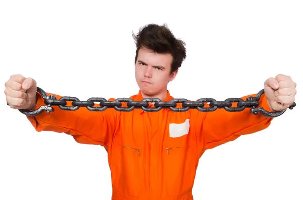 Young inmate with chains — Stock Photo, Image