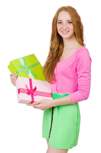 Vrouw met winkelen van Kerstmis — Stockfoto