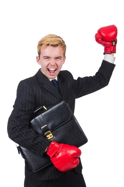Śmieszne bokser biznesmen — Zdjęcie stockowe