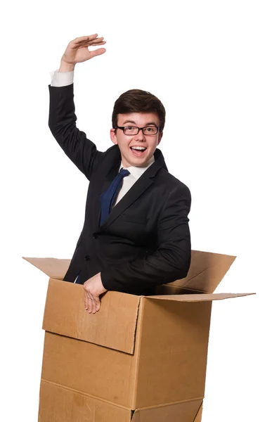 Funny man with boxes — Stock Photo, Image