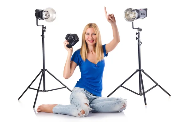 Woman with camera — Stock Photo, Image