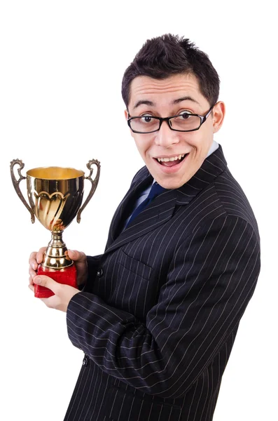 Man awarded with cup — Stock Photo, Image