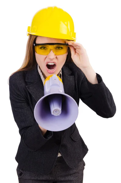 Vrouw met luidspreker — Stockfoto