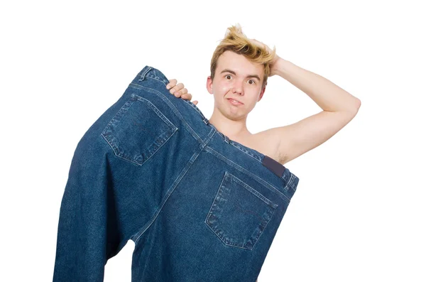 Hombre divertido con pantalones — Foto de Stock