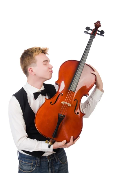 Rolig människa med violin — Stockfoto