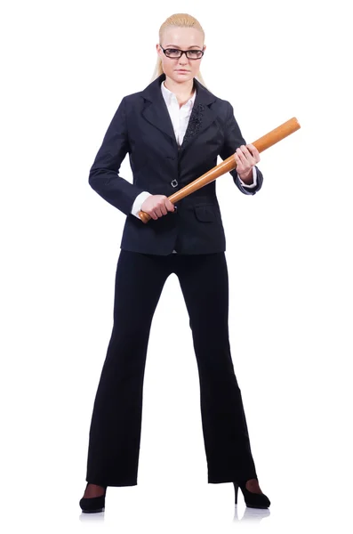 Businesswoman with baseball bat — Stock Photo, Image