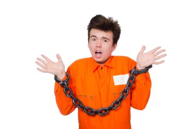 Young inmate with chains clipart