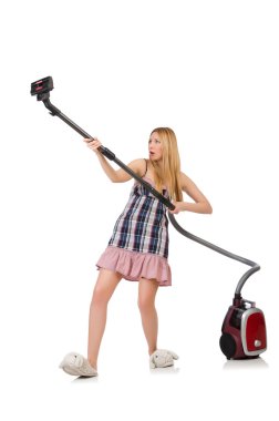 Elektrikli süpürge ile kadın