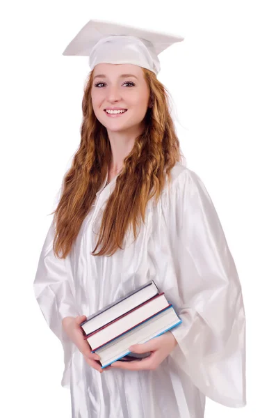 Absolventin mit Büchern — Stockfoto