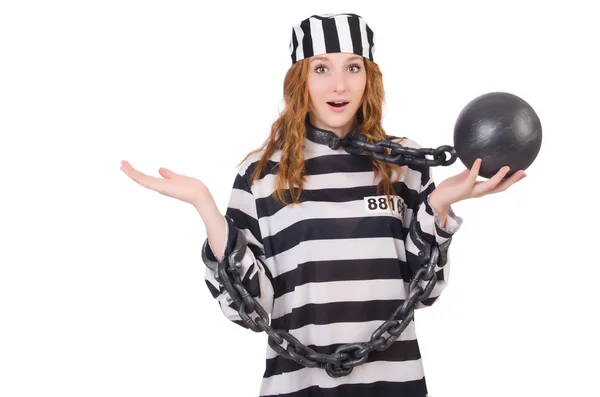 Prisoner in striped uniform — Stock Photo, Image