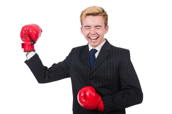 Забавный боксёр-бизнесмен — стоковое фото