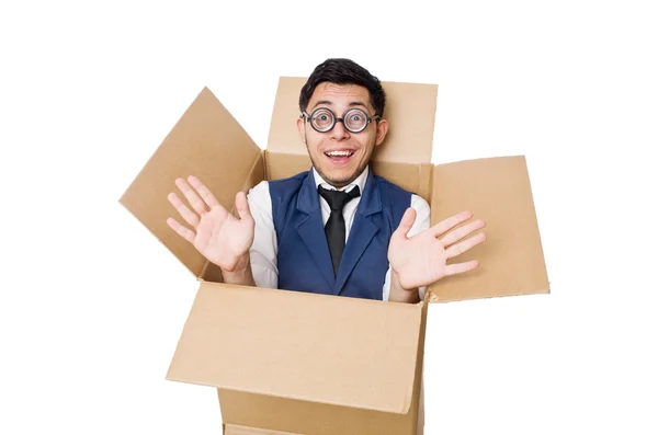 Man in thinking outside the box — Stock Photo, Image