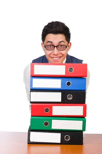 Man with lots of folders — Stock Photo, Image