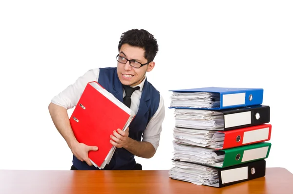 Man with lots of folders — Stock Photo, Image