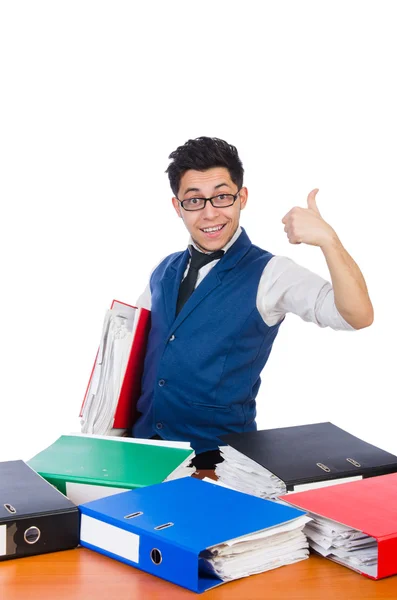 Hombre con un montón de carpetas — Foto de Stock