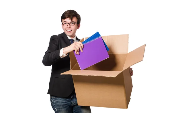 Rolig människa med lådor — Stockfoto