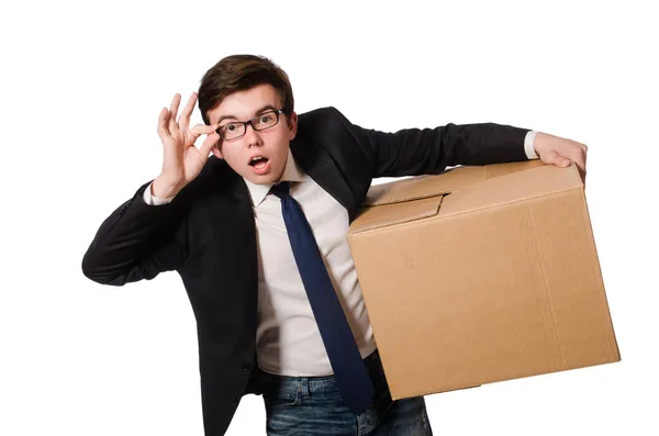 Hombre divertido con cajas —  Fotos de Stock