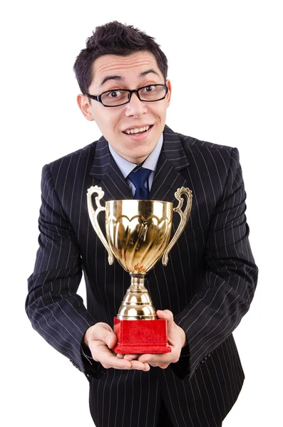 Man awarded with cup — Stock Photo, Image