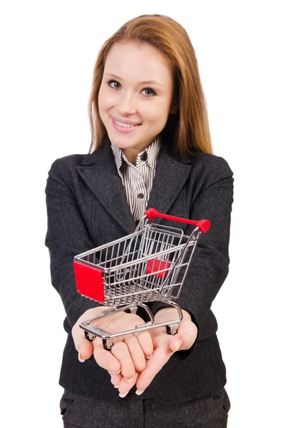 Mujer de negocios con carrito de compras —  Fotos de Stock