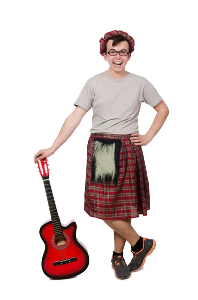 Grappige scotsman met muziekinstrument — Stockfoto