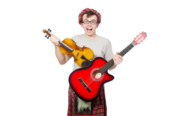 Grappige scotsman met muziekinstrument — Stockfoto