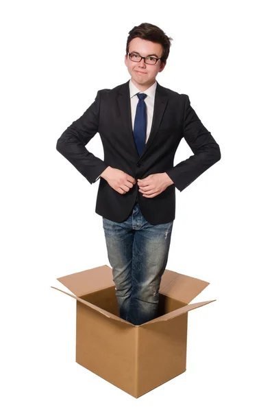 Rolig människa med lådor — Stockfoto