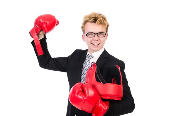 Jovem homem de negócios boxer — Fotografia de Stock