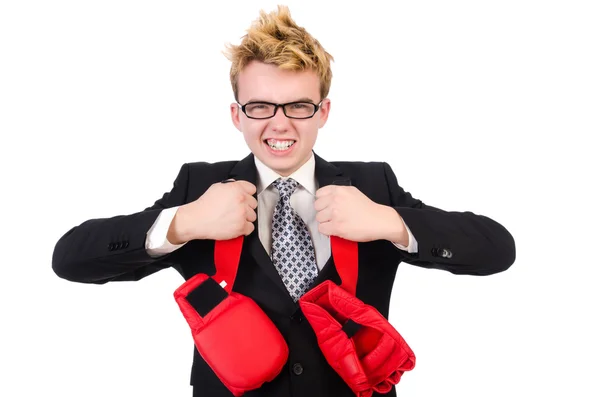 Jovem homem de negócios boxer — Fotografia de Stock