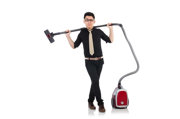 Man with vacuum cleaner — Stock Photo, Image