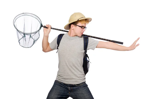 Guy with catching net — Stock Photo, Image