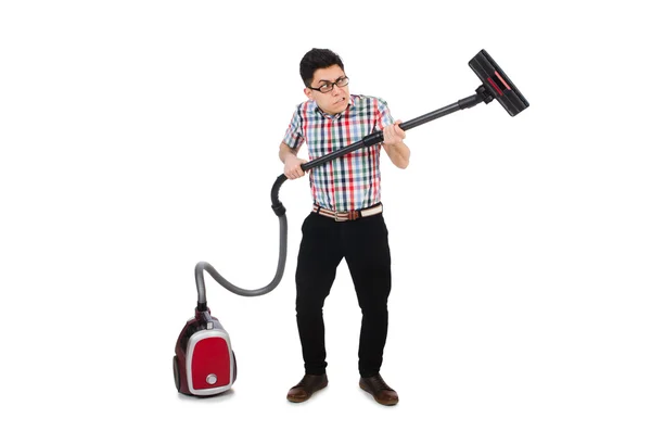 Man with vacuum cleaner — Stock Photo, Image