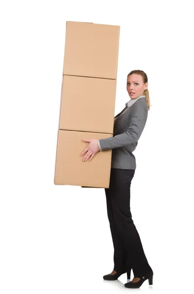Mujer de negocios con cajas — Foto de Stock