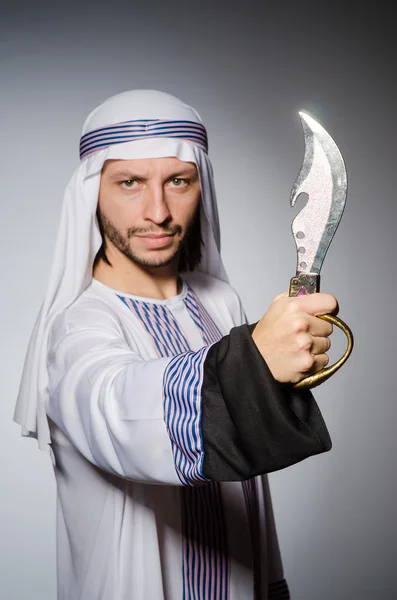 Arab man with sharp knife — Stock Photo, Image