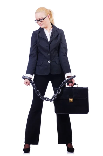 Businesswoman with chain — Stock Photo, Image