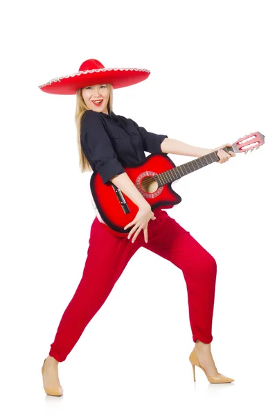墨西哥妇人吉他手 — 图库照片