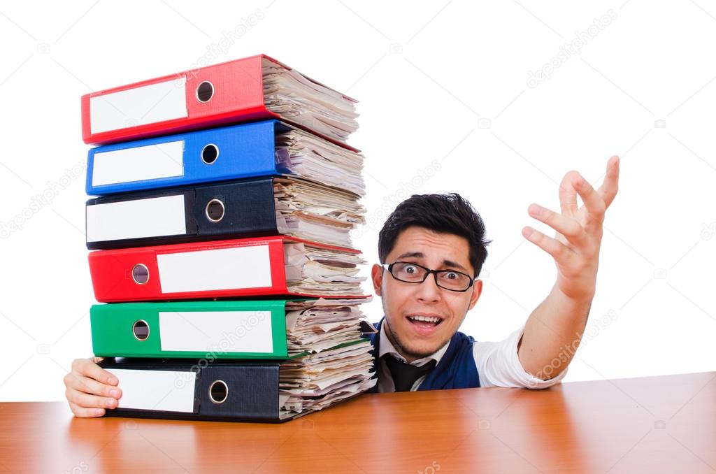 Man with lots of folders