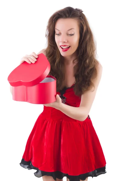 Young girl in red dress — Stock Photo, Image