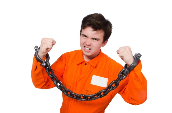 Jovem recluso com correntes — Fotografia de Stock