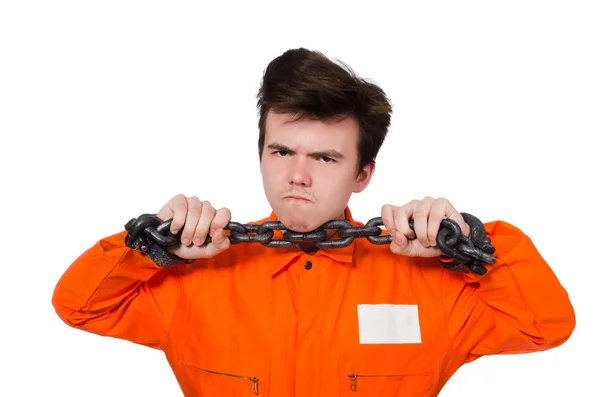 Young inmate with chains — Stock Photo, Image