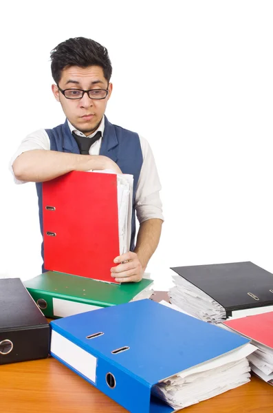 Man with lots of folders — Stock Photo, Image