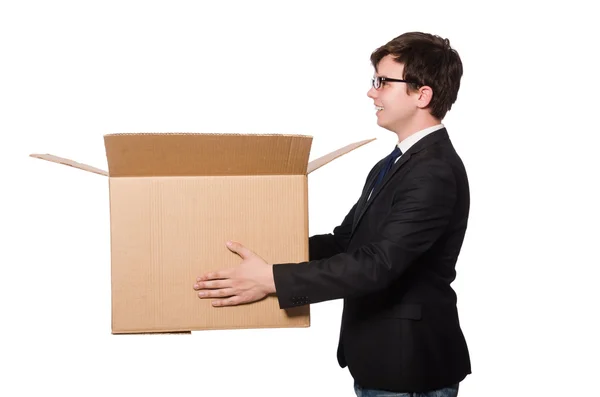 Hombre divertido con cajas —  Fotos de Stock