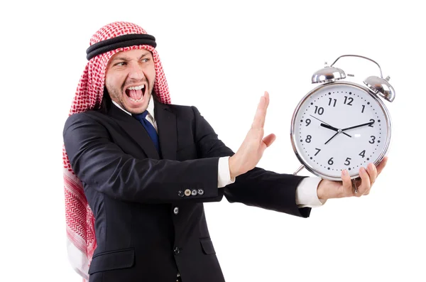 Homem árabe no conceito de tempo — Fotografia de Stock