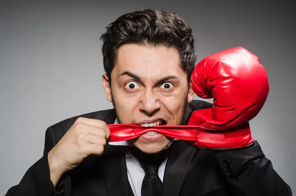 Divertido boxeador hombre de negocios —  Fotos de Stock