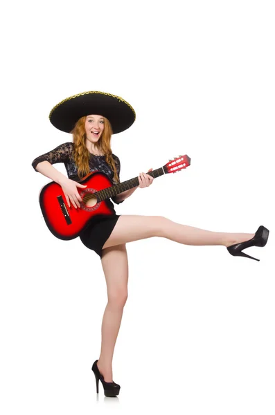 Vrouw in sombrero hoed — Stockfoto