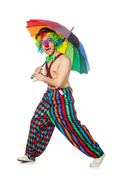Clown with umbrella — Stock Photo, Image