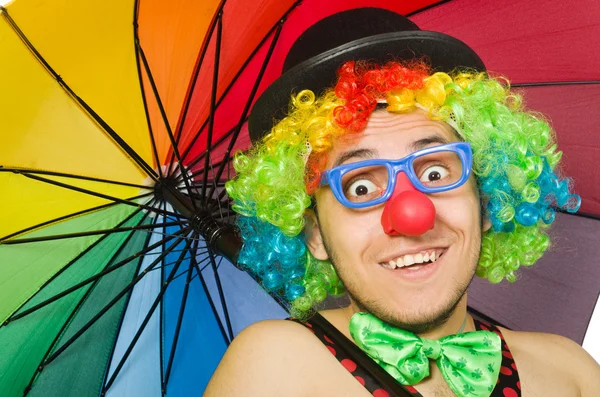 Clown met paraplu — Stockfoto