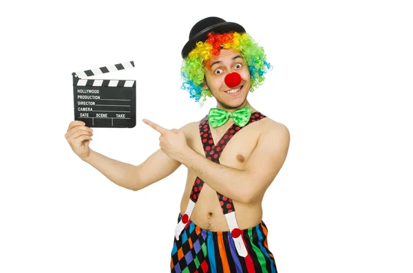 Clown mit Filmtafel — Stockfoto