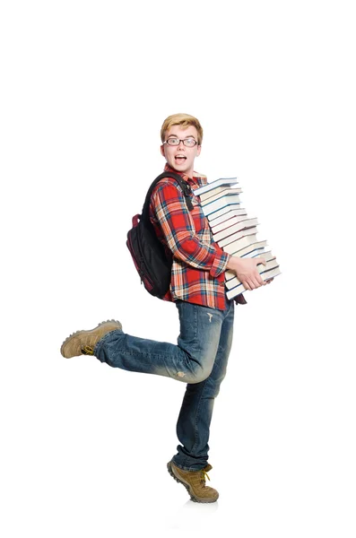Student with lots of books — 스톡 사진